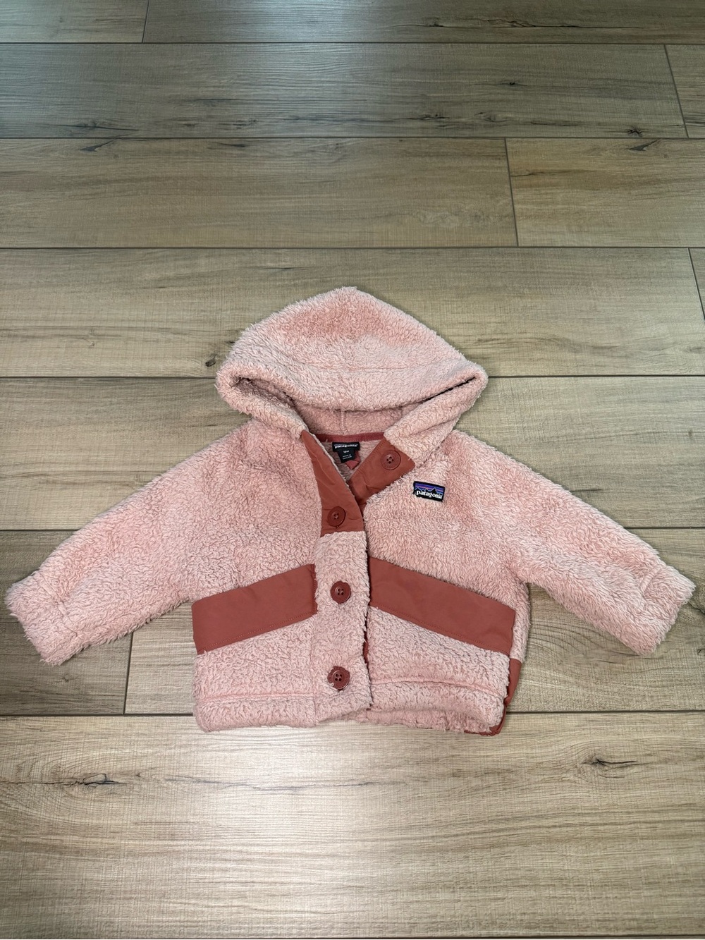 Patagonia Baby 18M Pink Fleece Hooded Jacket Retro Pile Sherpa Coat